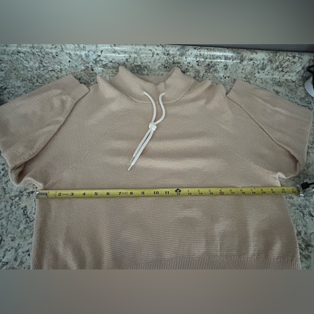 Varley Maceo Textured Knit Mock Neck Drawstring Pullover Sweatshirt Beige Size S - Picture 16 of 16